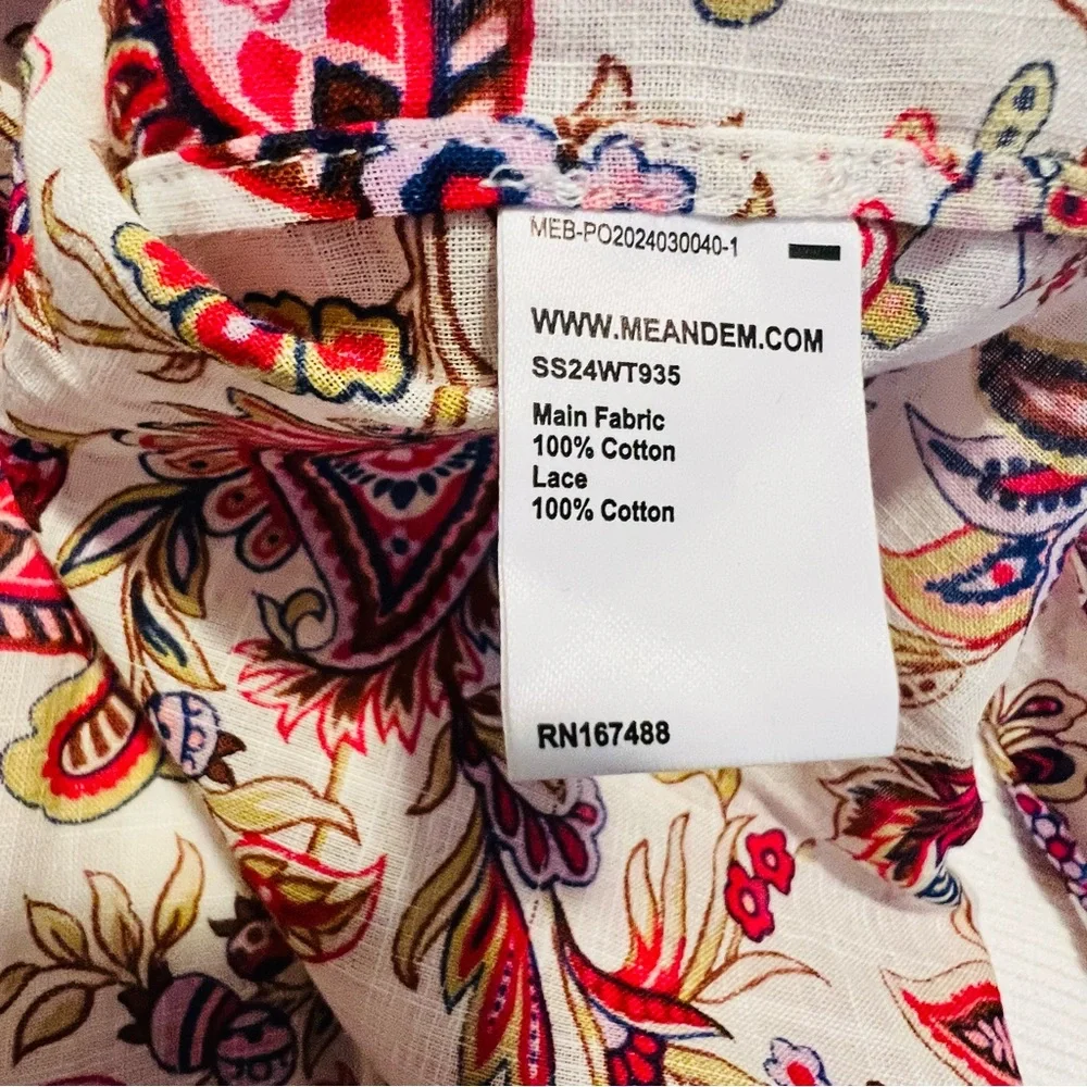 ME + EM Floral Paisley Ruffle Accent Long Sleeve Blouse Sz 4 - Picture 9 of 10